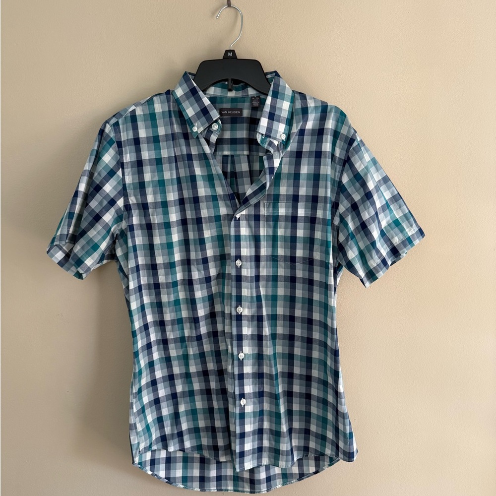 Van Heusen Blue and Green Casual Button Down Shirt